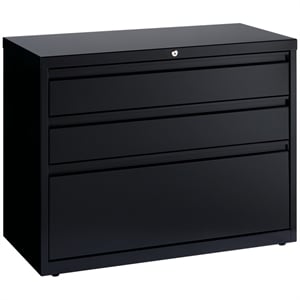 Scranton & Co 36&quot 3-Drawer Modern Metal Lateral Filing Cabinet in Black