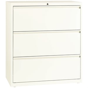 Scranton & Co 36&quot 3-Drawer Modern Metal Lateral Filing Cabinet in Off White