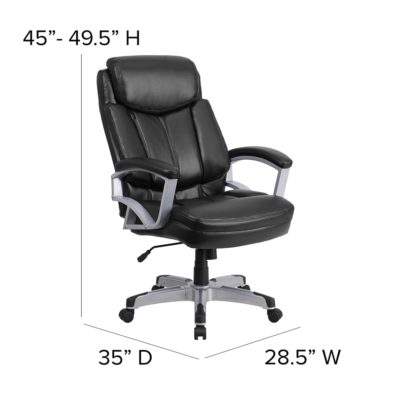 Scranton & Co Leather Swivel Office Chair in Black