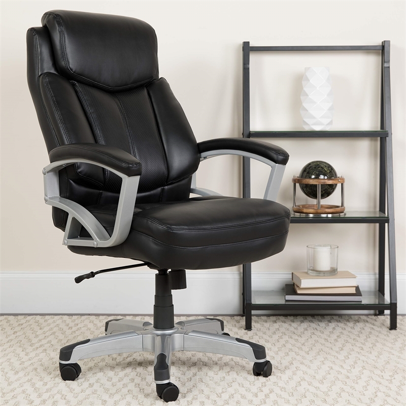 Scranton & Co Leather Swivel Office Chair in Black