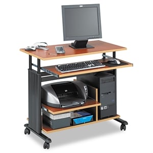Scranton & Co Mini Tower Height Adjustable Wood Workstation in Cherry
