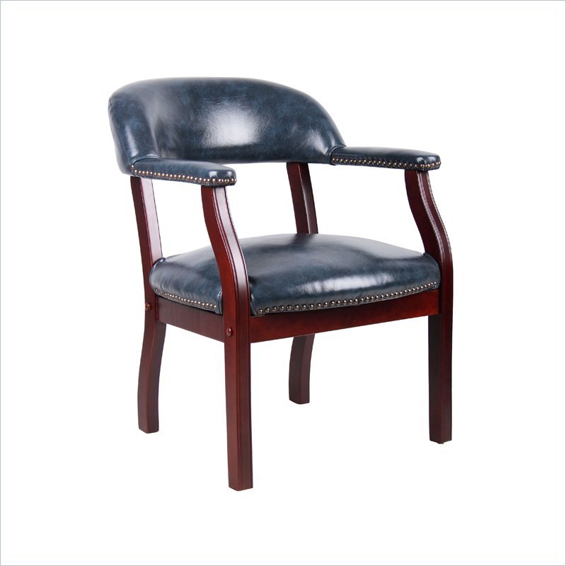 Scranton & Co Vinyl Faux Leather Blue Captains Chair Rectangular Traditional 31