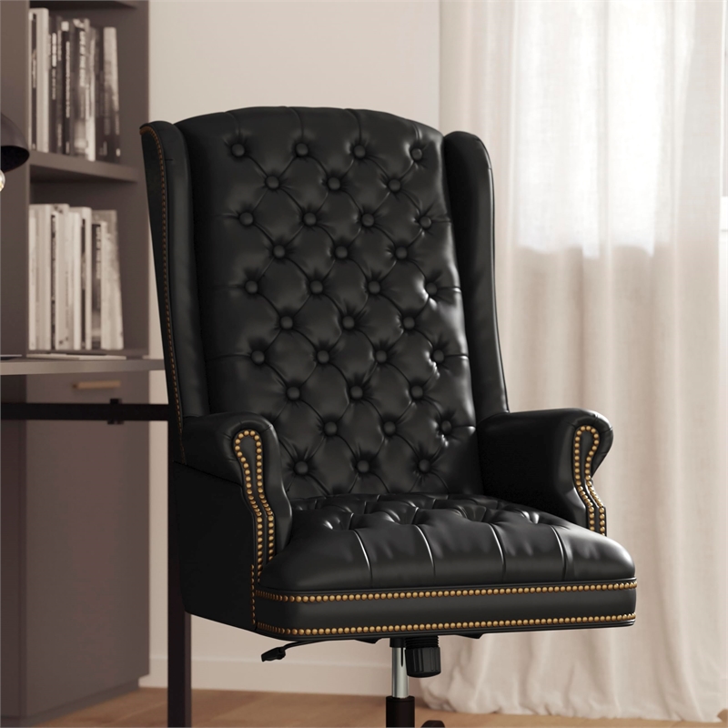 Scranton & Co Traditional Leather Executive Office Chair in Brown