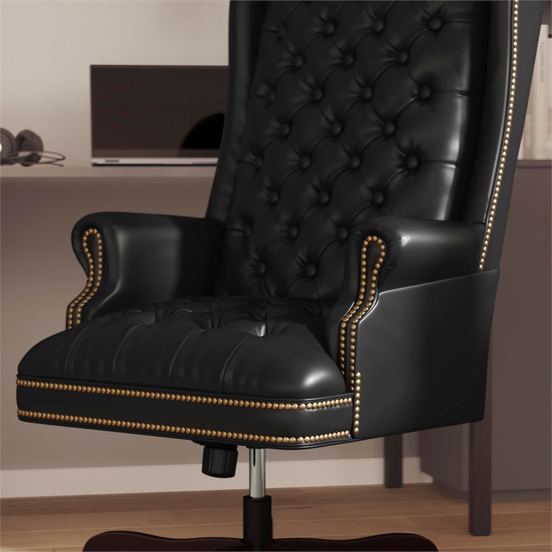Scranton & Co Traditional Leather Executive Office Chair in Brown