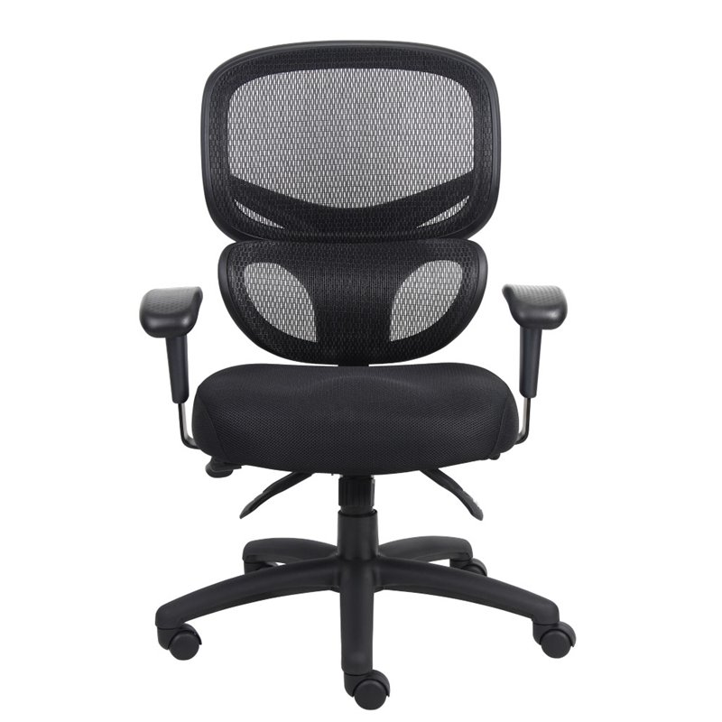 Scranton & Co Transitional Fabric Multi-Function Headrest Task Chair in Black
