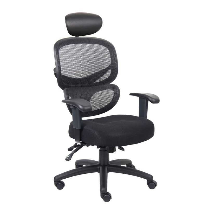 Scranton & Co Transitional Fabric Multi-Function Headrest Task Chair in Black
