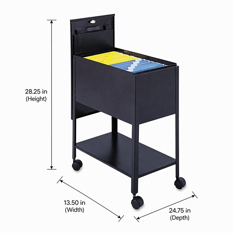 Scranton & Co Steel Black Mobile Tub File Rectangular Lockable 13.5
