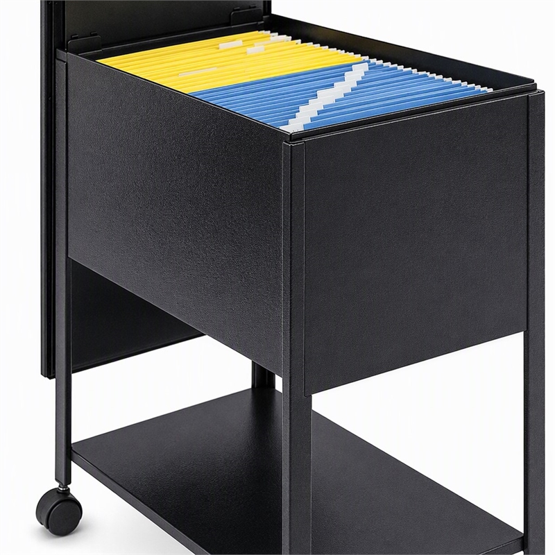 Scranton & Co Steel Black Mobile Tub File Rectangular Lockable 13.5