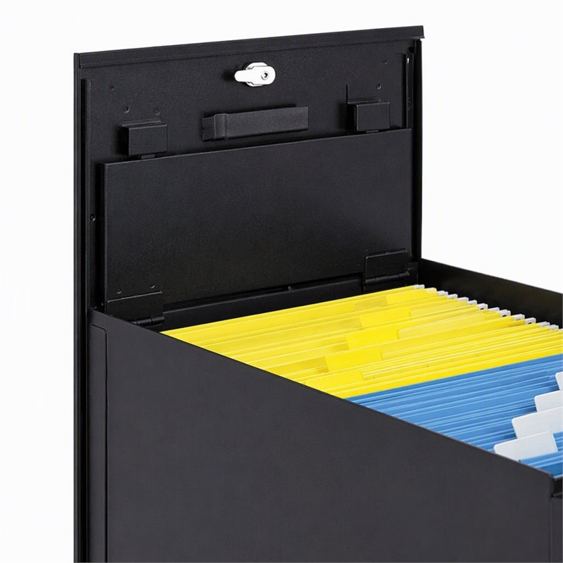 Scranton & Co Steel Black Mobile Tub File Rectangular Lockable 13.5