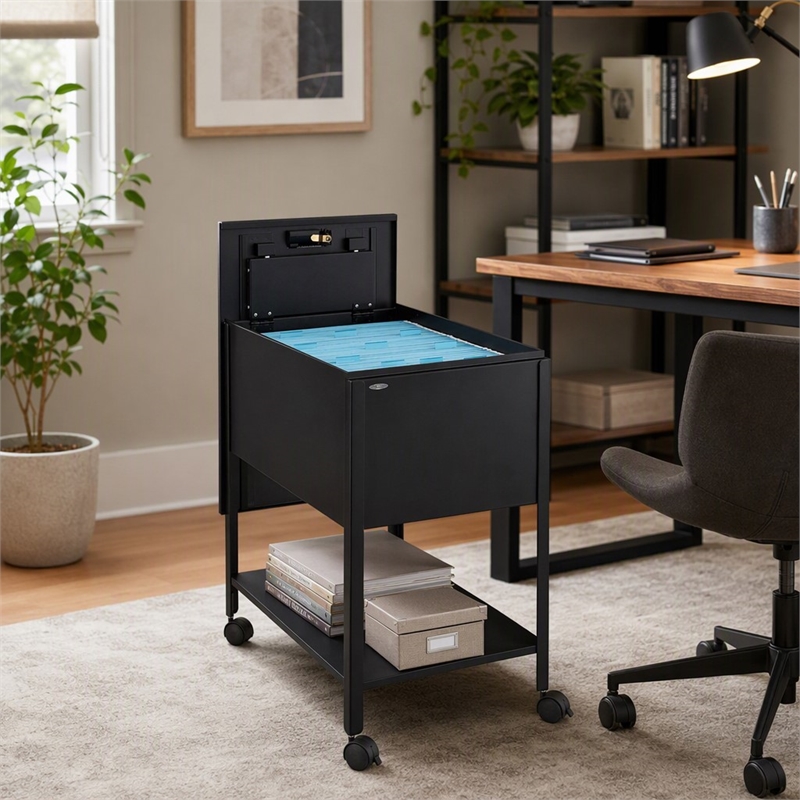 Scranton & Co Steel Black Mobile File Cabinet Rectangular Lockable 16.5