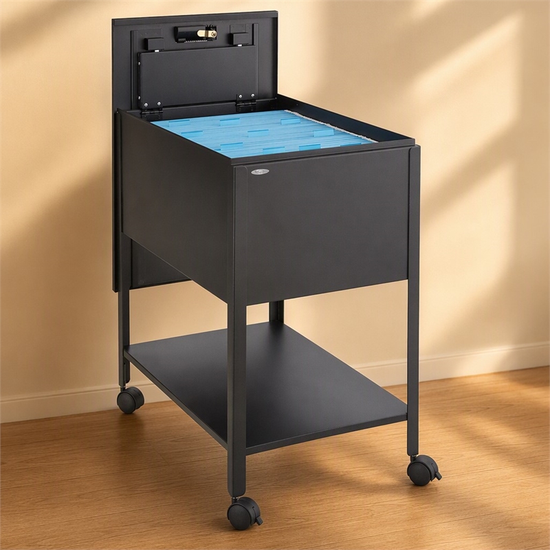 Scranton & Co Steel Black Mobile File Cabinet Rectangular Lockable 16.5