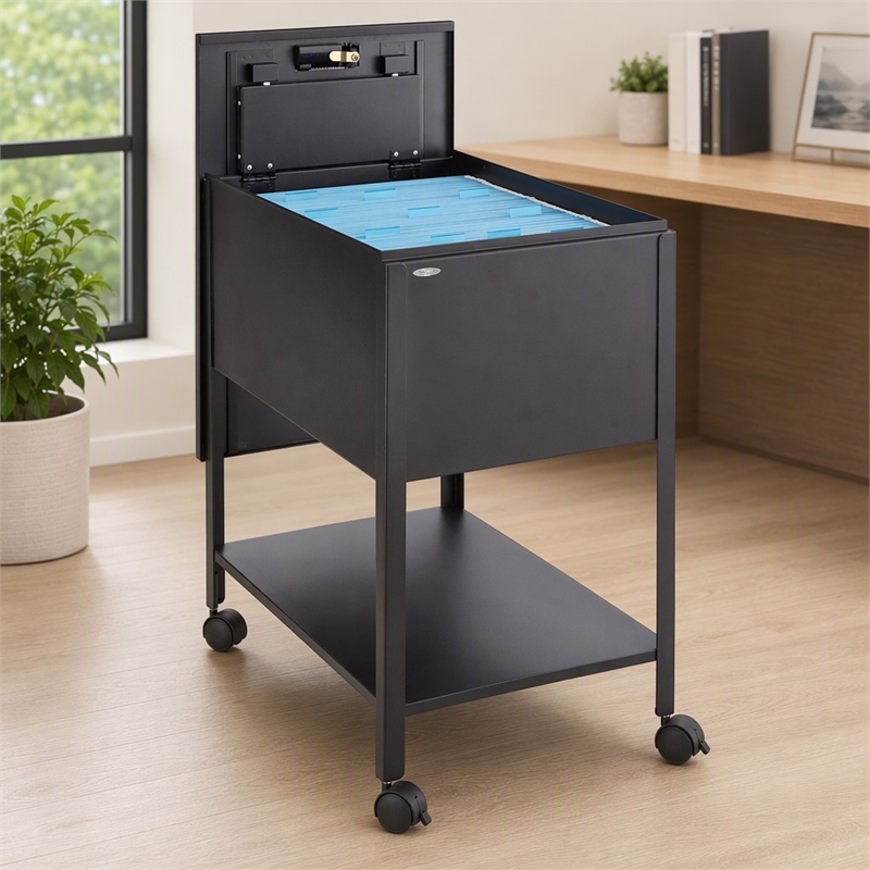 Scranton & Co Steel Black Mobile File Cabinet Rectangular Lockable 16.5