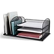 Scranton & Co Metal Mesh Desk Organizer with 3 Upright Sections in Black