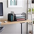 Scranton & Co Metal Mesh Desk Organizer with 3 Upright Sections in Black
