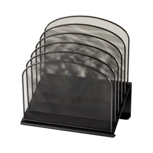 Scranton & Co Black Mesh Desk Organizer with 5 Slanted Sections