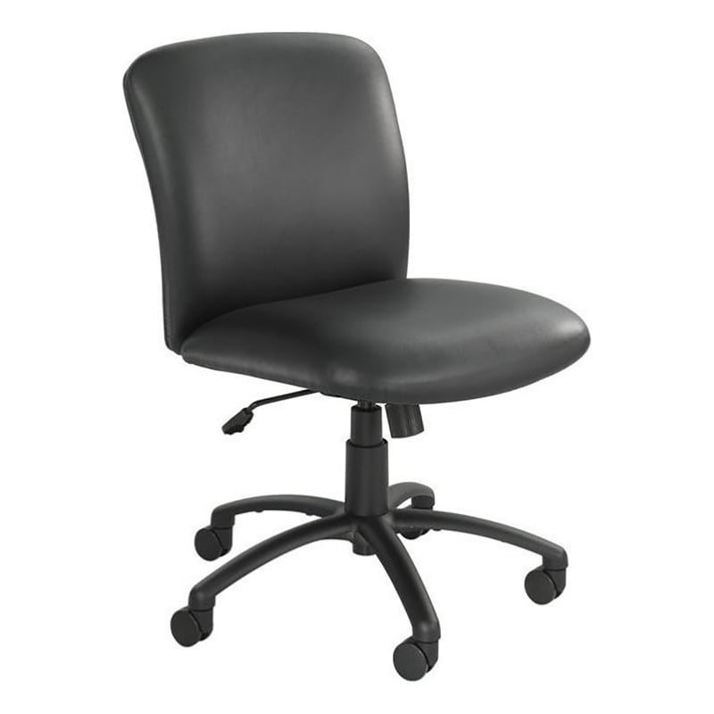 Scranton & Co Contemporary Vinyl Mid Back Armless Task Office Chair in Black