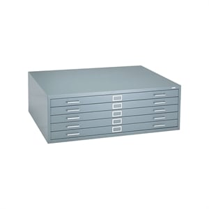 Scranton & Co 5 Drawer Flat Files Metal Cabinet for 30&quot x 42&quot Files in Gray