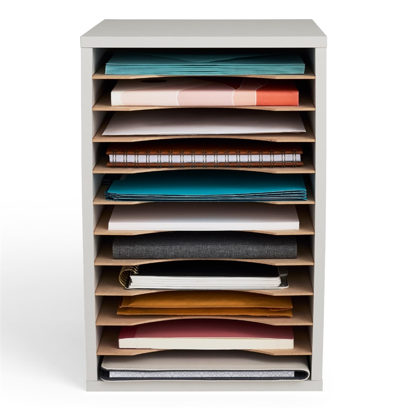 Scranton & Co Grey 11 Compartment Vertical Desk Top Sorter