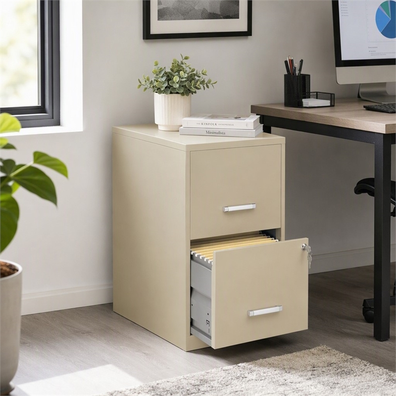 Scranton & Co Metal Beige Filing Cabinet Contemporary 2-Drawer 18
