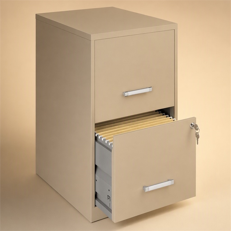 Scranton & Co Metal Beige Filing Cabinet Contemporary 2-Drawer 18