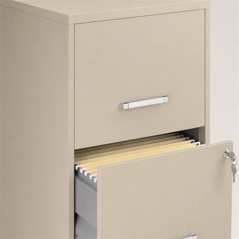 Scranton & Co Metal Beige Filing Cabinet Contemporary 2-Drawer 18