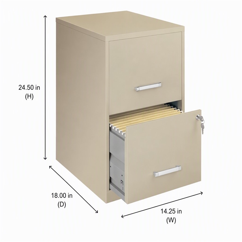 Scranton & Co Metal Beige Filing Cabinet Contemporary 2-Drawer 18