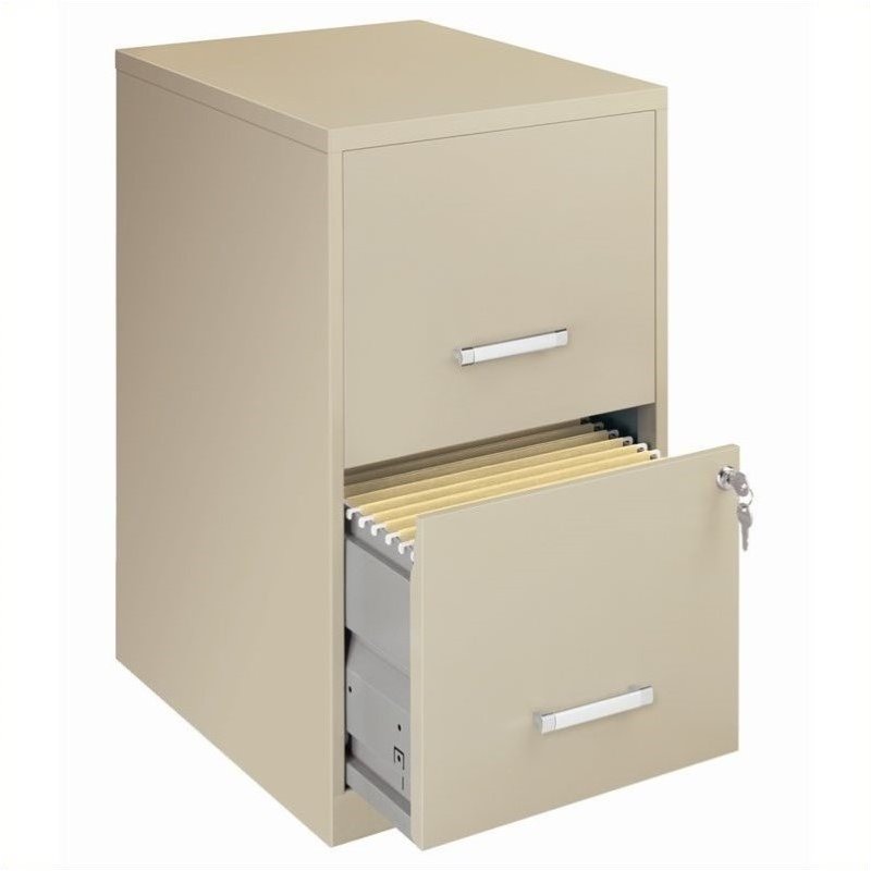 Scranton & Co Metal Beige Filing Cabinet Contemporary 2-Drawer 18