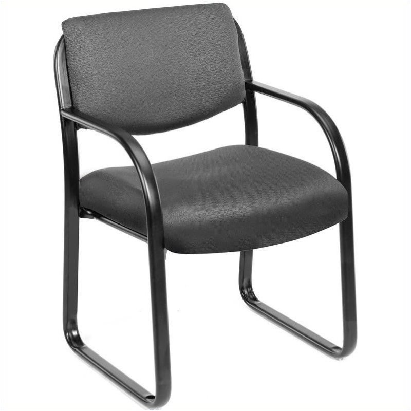 Scranton & Co Fabric Upholstered Guest Chair with Arms in Gray