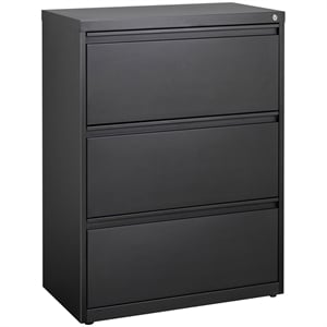 Scranton & Co Metal 30&quot 3-Drawer Modern Lateral Filing Cabinet in Black