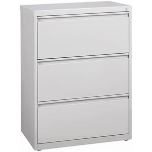 Scranton & Co 3-Drawer Modern Metal Lateral Filing Cabinet in Light Gray