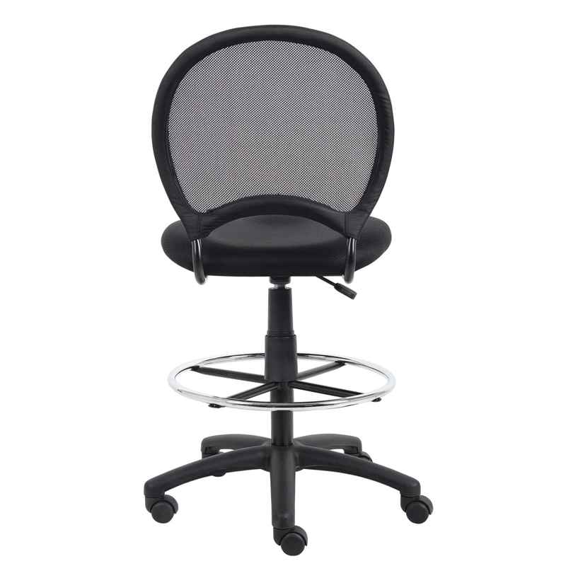 Scranton & Co Mesh Fabric Drafting Chair with Loop Arms in Black