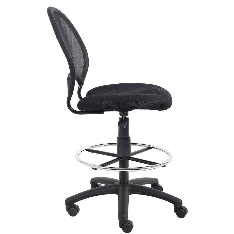 Scranton & Co Mesh Fabric Drafting Chair with Loop Arms in Black