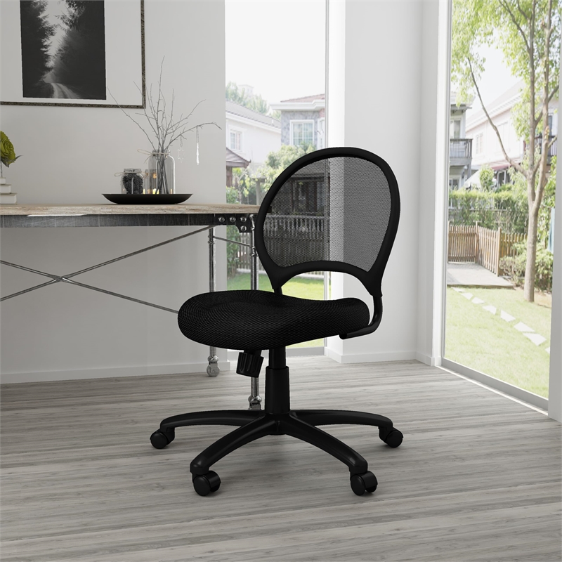 Scranton & Co Seat Height Adjustment Fabric Back Task Office Chair in Black