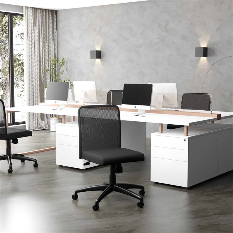 Scranton & Co Mesh Fabric Upholstered Task Office Chair in Black