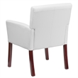 Scranton & Co Leather Executive Side Guest Chair in White and Mahogany