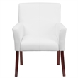 Scranton & Co Leather Executive Side Guest Chair in White and Mahogany