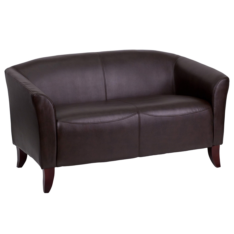 Scranton & Co Leather Loveseat in Brown