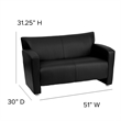 Scranton & Co Modern LeatherSoft Flared Arms Love Seat in Black