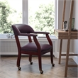 Scranton & Co Leather Arm Guest Chair with Casters in Burgundy