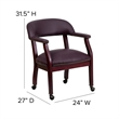 Scranton & Co Leather Arm Guest Chair with Casters in Burgundy