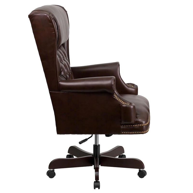 Scranton & Co High Back Upholstered Executive Office Chair in Brown