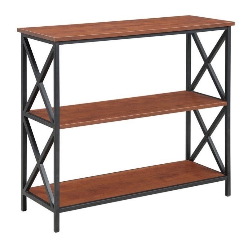 Scranton & Co Wood and Metal Black and Cherry 3 Tier Bookcase Rectangular Unassembled