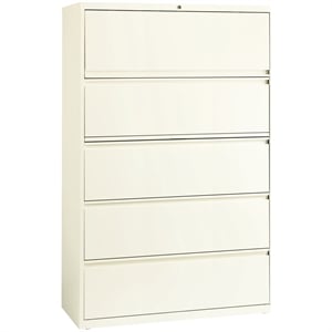 Scranton & Co 42&quot 5-Drawer Metal Lateral Filing Cabinet in Off White