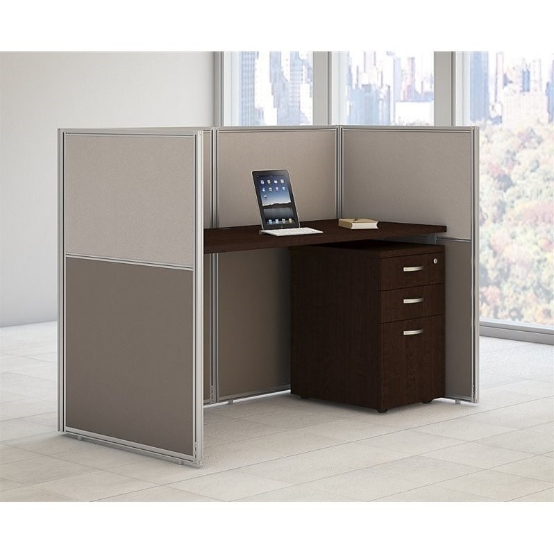 Scranton & Co 3 Drawer Wood Computer Desk in Mocha Cherry