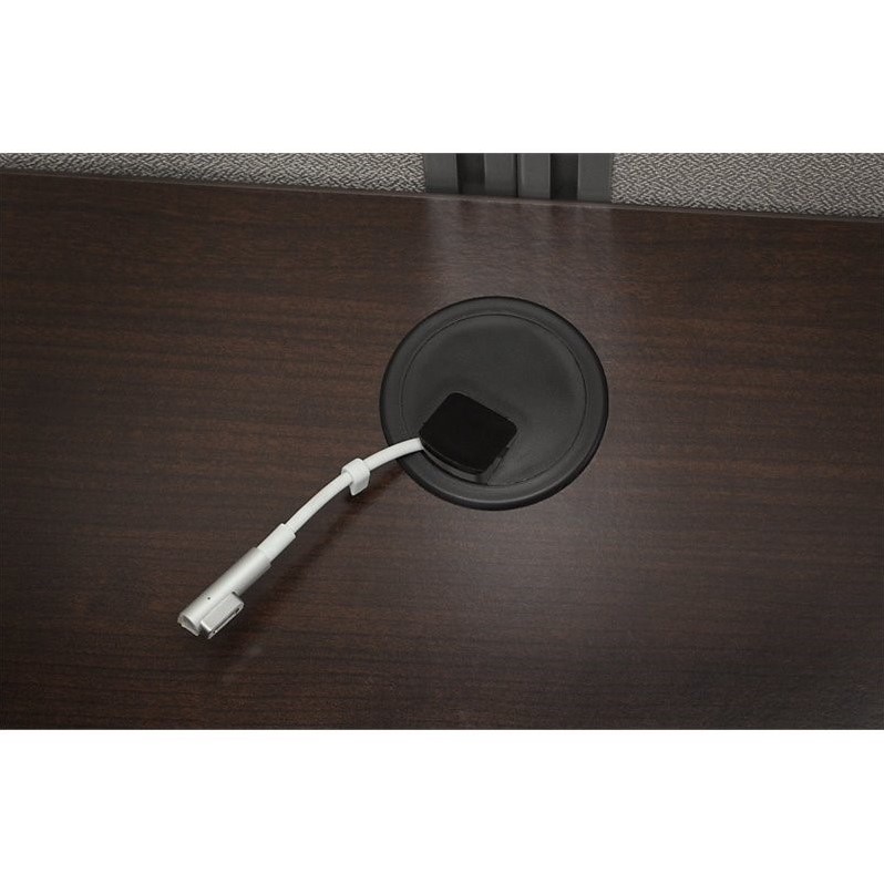 Scranton & Co 3 Drawer Wood Computer Desk in Mocha Cherry