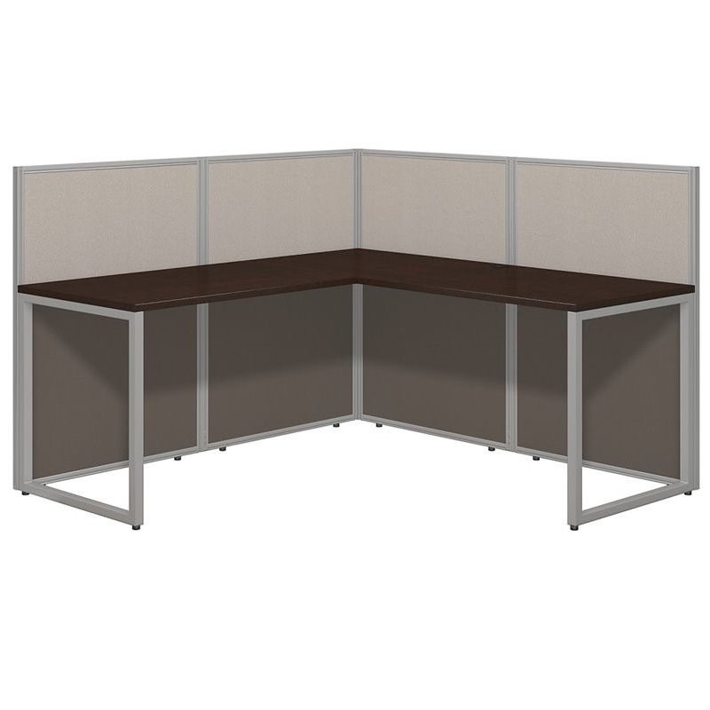 Scranton & Co L Shaped Wood Computer Desk in Mocha Cherry