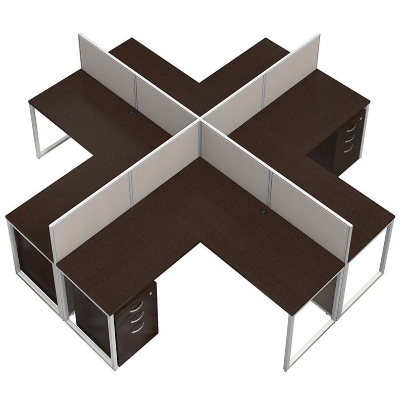 Scranton & Co 3 Drawer L Shaped Computer Desk for Four
