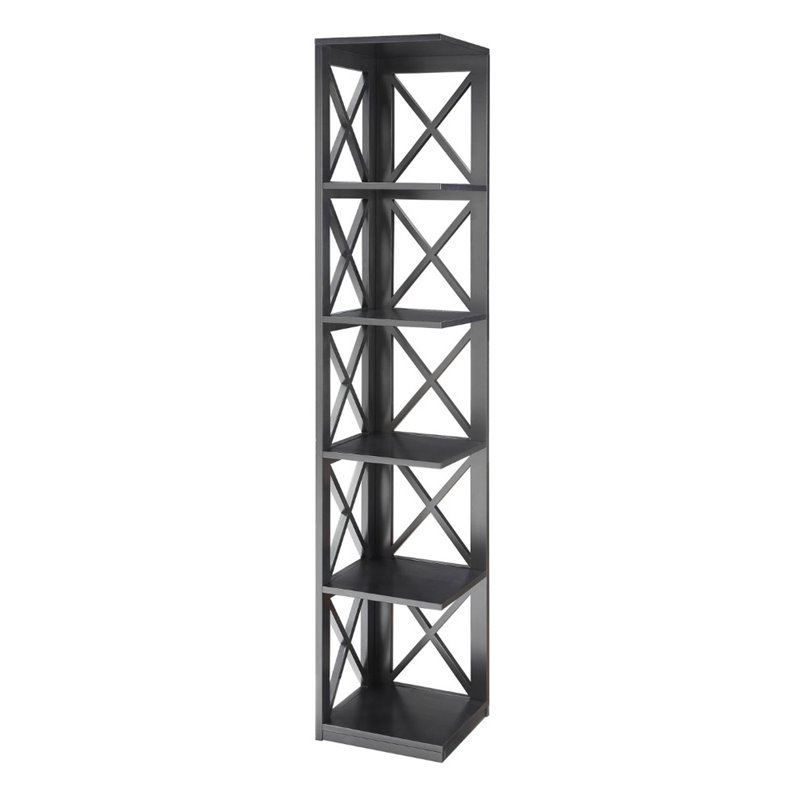Scranton & Co Wood Black Corner Bookcase Rectangular 65.5