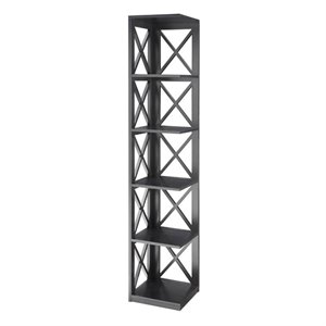 Scranton & Co Wood Black Corner Bookcase Rectangular 65.5&quotH Unassembled