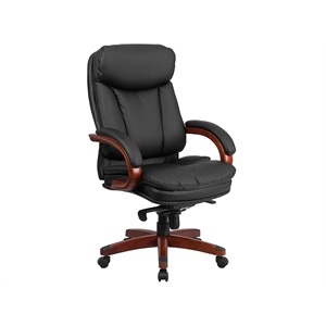 Scranton & Co Contemporary Leather High Back Swivel Office Chair in Black